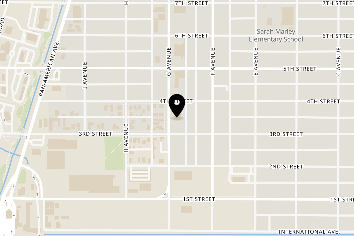 Map showing the location of Cilantros on 323 G Ave in Douglas